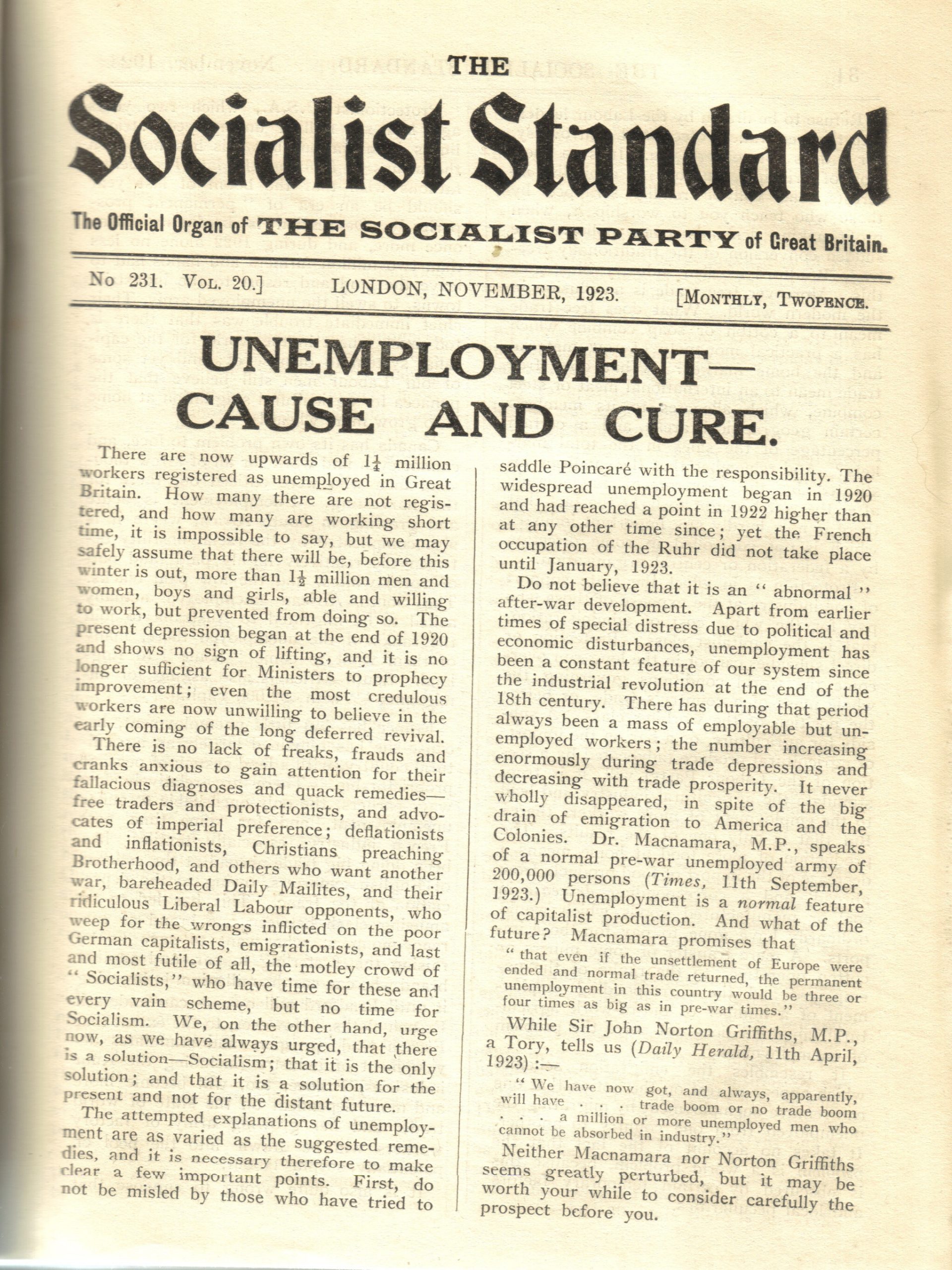 No. 231 November 1923* – worldsocialism.org/spgb